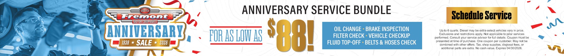 Anniversary Service Bundle Starting at $88