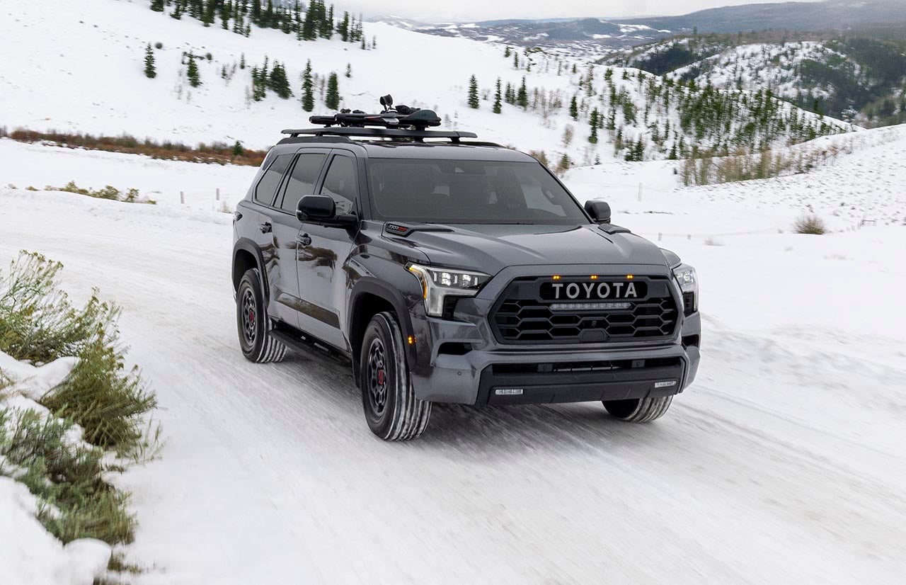 Toyota Sequoia navigating deep snow in Wyoming